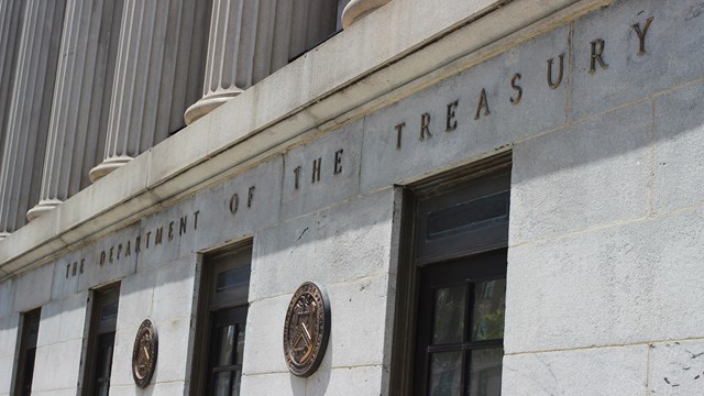 United States department of the treasury building in Washington D.C.